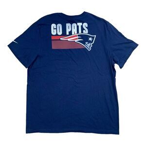 New England Patriots Nike T-Shirt Men's XL Navy‎ Blue Back Slogan Team Logo NWOT
